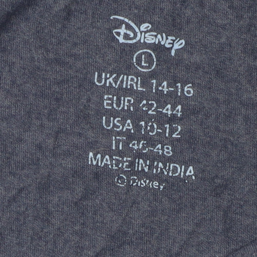 Disney Women's Blue Long Sleeve T-Shirt, Size L