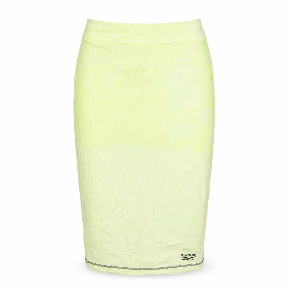 Front view of Reebok Women's Yellow Midi Skirt, Small - Casual Style