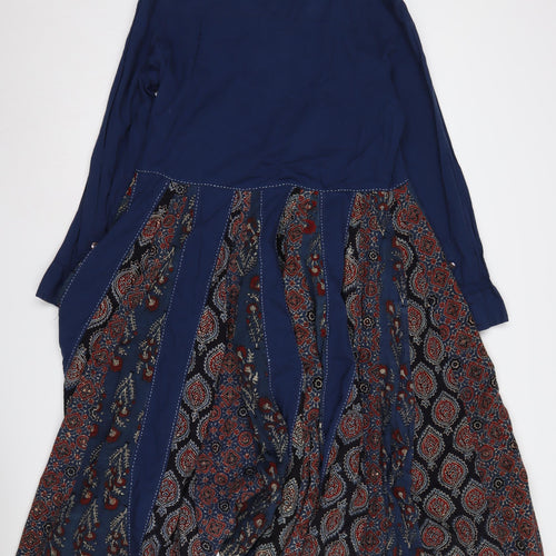 EAST Women's Blue Paisley Collared Shirt Dress