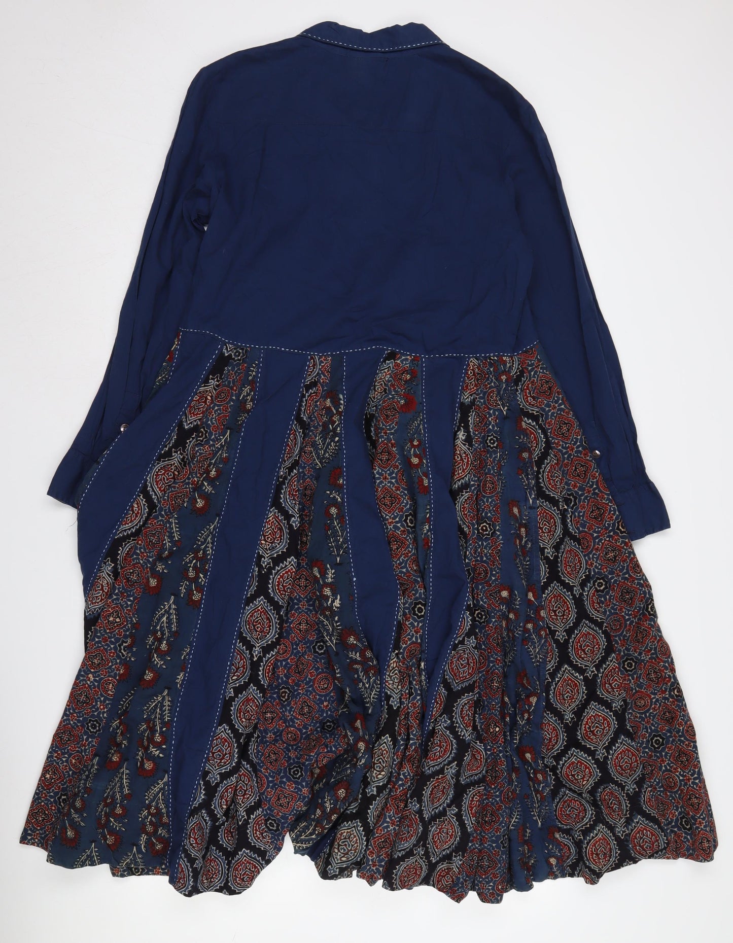 EAST Women's Blue Paisley Collared Shirt Dress