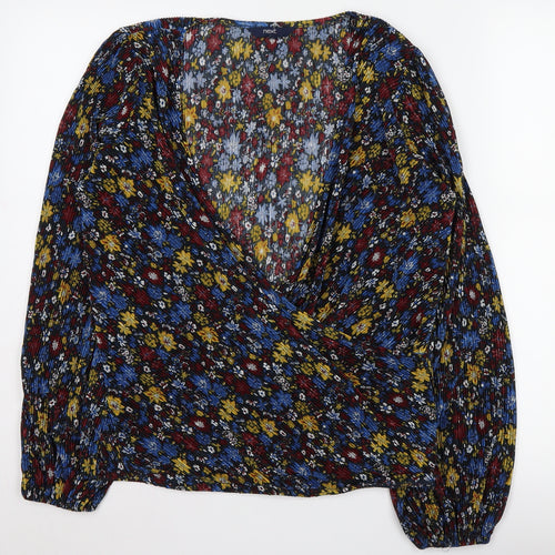 Next Women's Multicoloured Floral Wrap Blouse Size 12