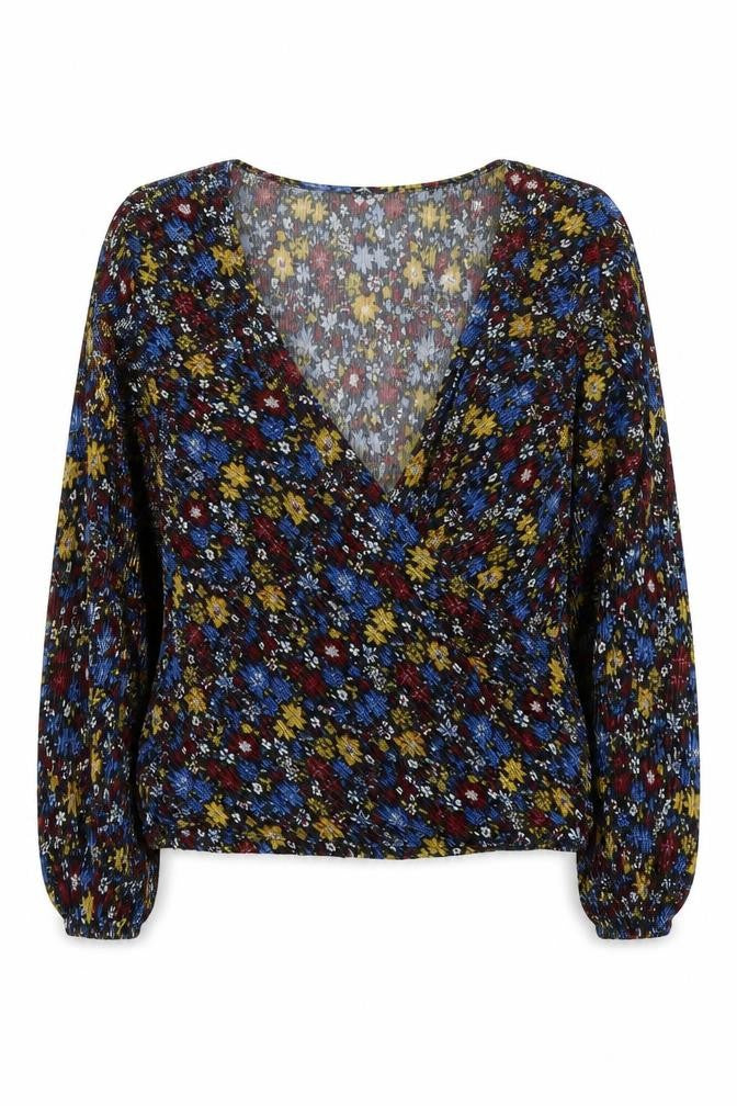 Front view of Next Women's Multicoloured Floral Wrap Blouse, size 12