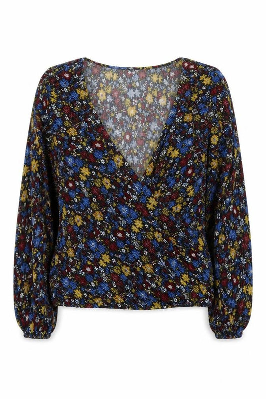 Front view of Next Women's Multicoloured Floral Wrap Blouse, size 12