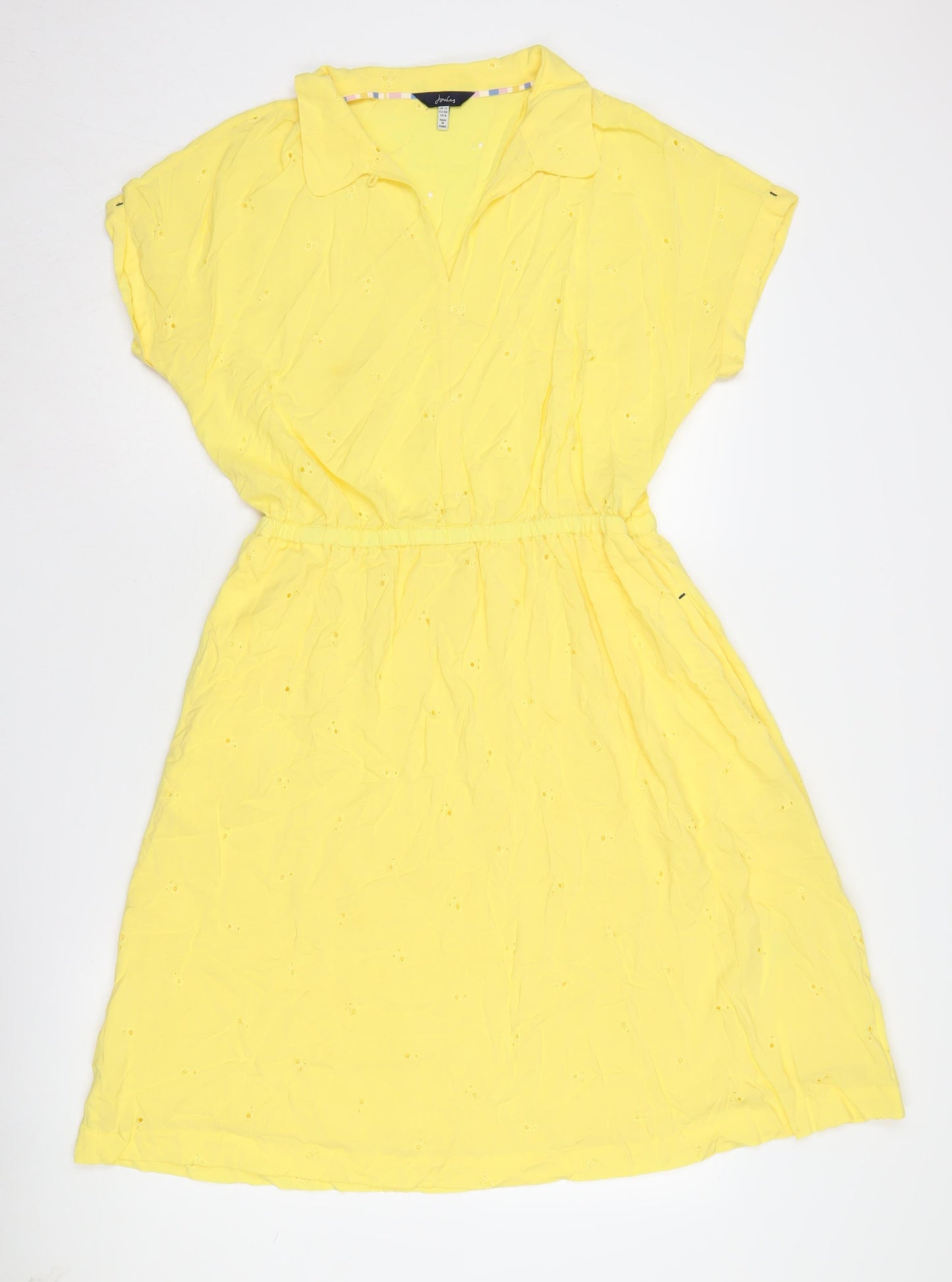 Joules Women's Yellow Collared Short Sleeve Shirt Dress