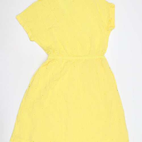 Joules Women's Yellow Collared Short Sleeve Shirt Dress