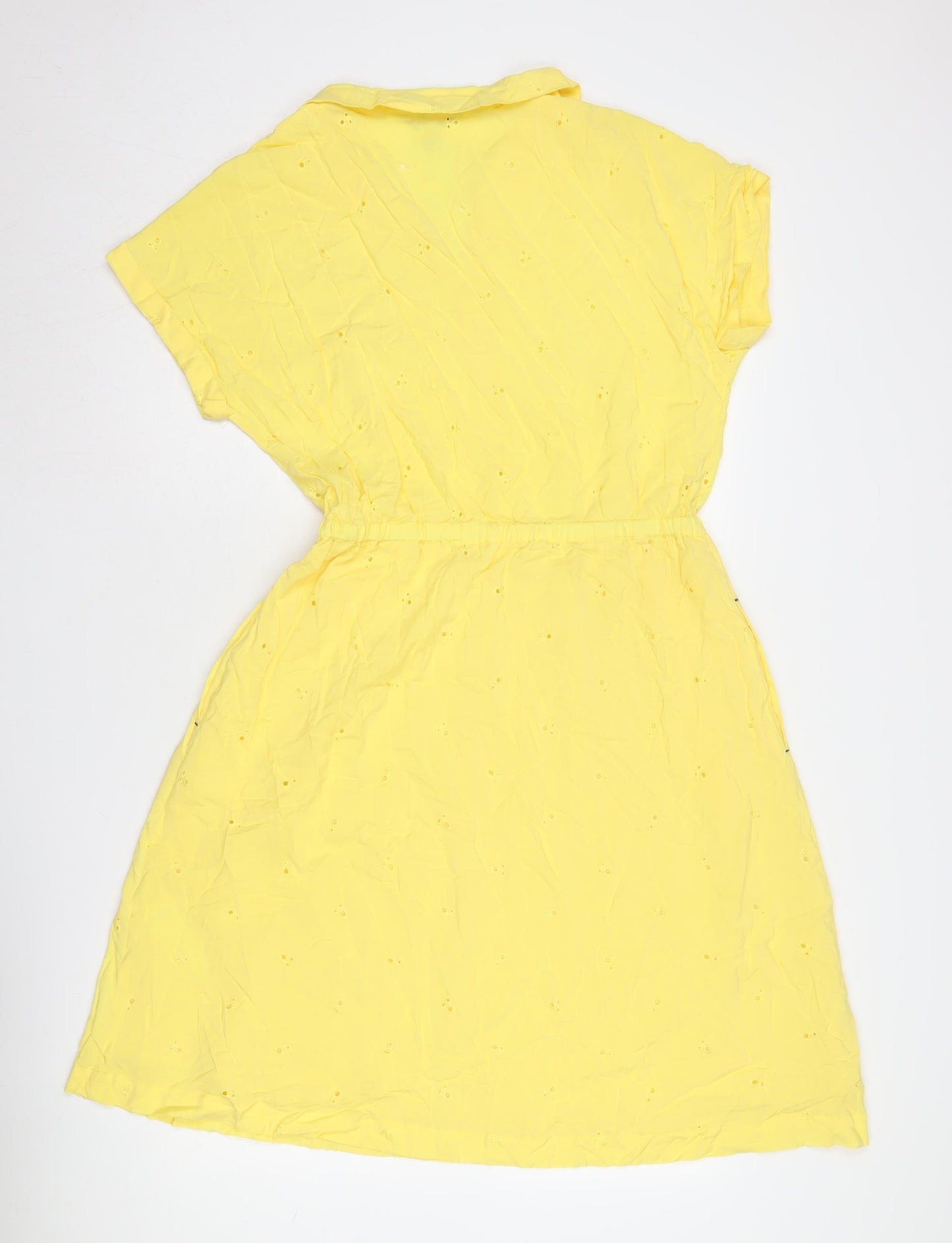 Joules Women's Yellow Collared Short Sleeve Shirt Dress
