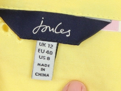 Joules Women's Yellow Collared Short Sleeve Shirt Dress