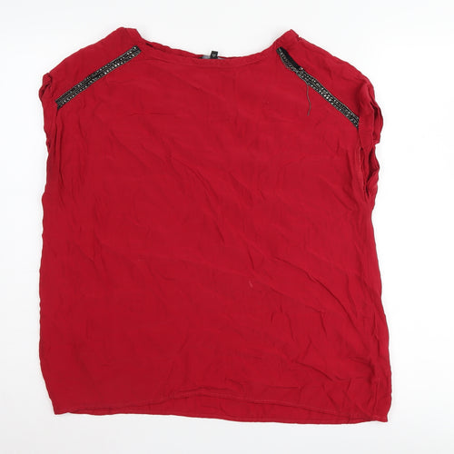 Next Women's Red Beaded Sleeveless Blouse Size 14
