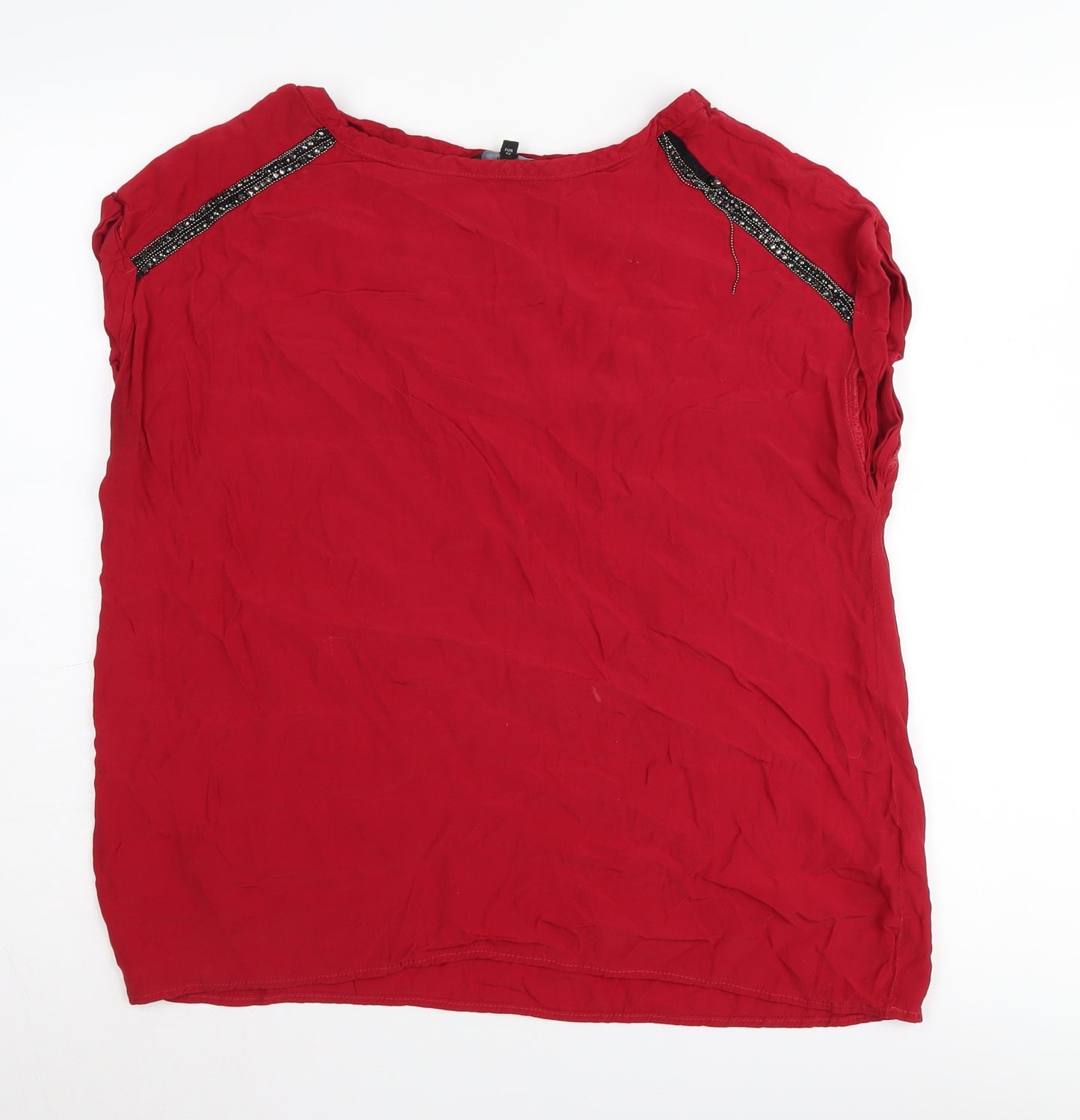 Next Women's Red Beaded Sleeveless Blouse Size 14