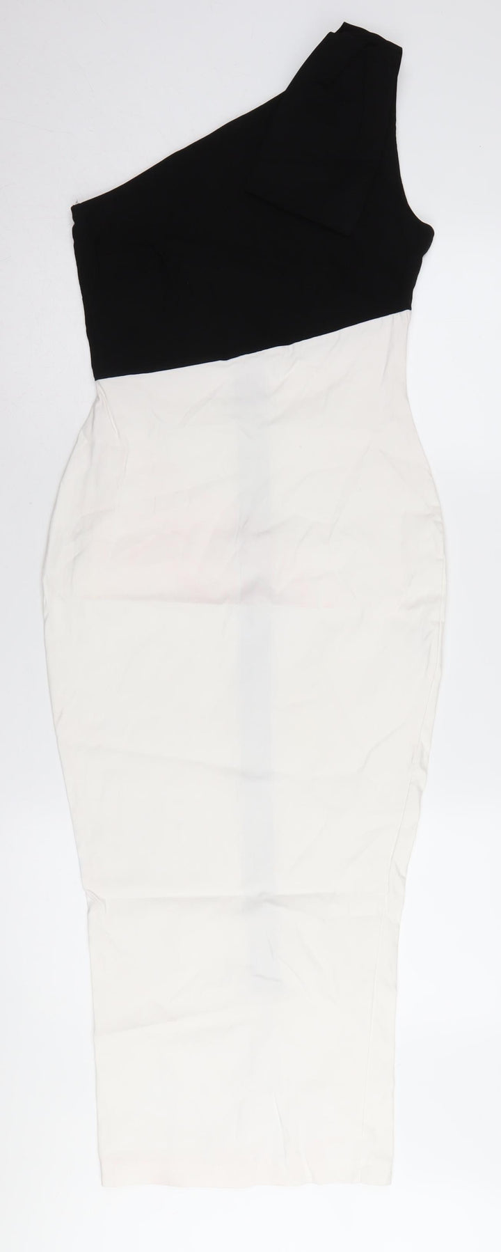 Vesper Women's One Shoulder Black & White Midi Pencil Dress