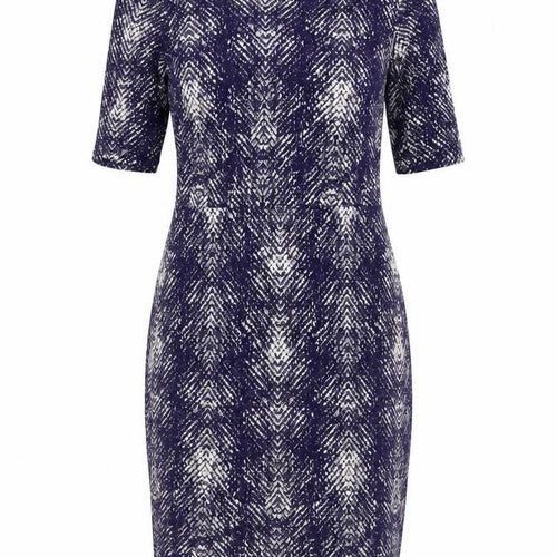 Marks and Spencer Women’s Blue Geometric V-Neck Sheath Dress
