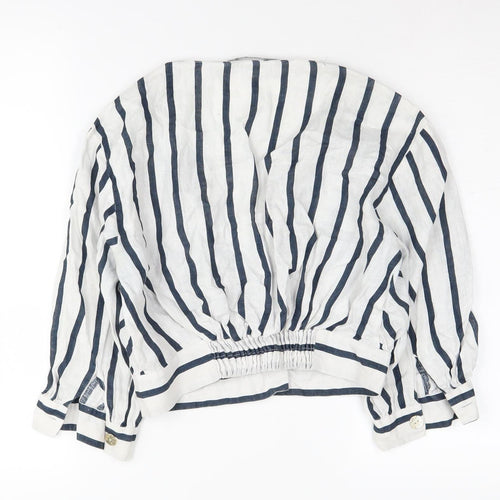Zara Women's White Striped Wrap Blouse, UK S, Casual