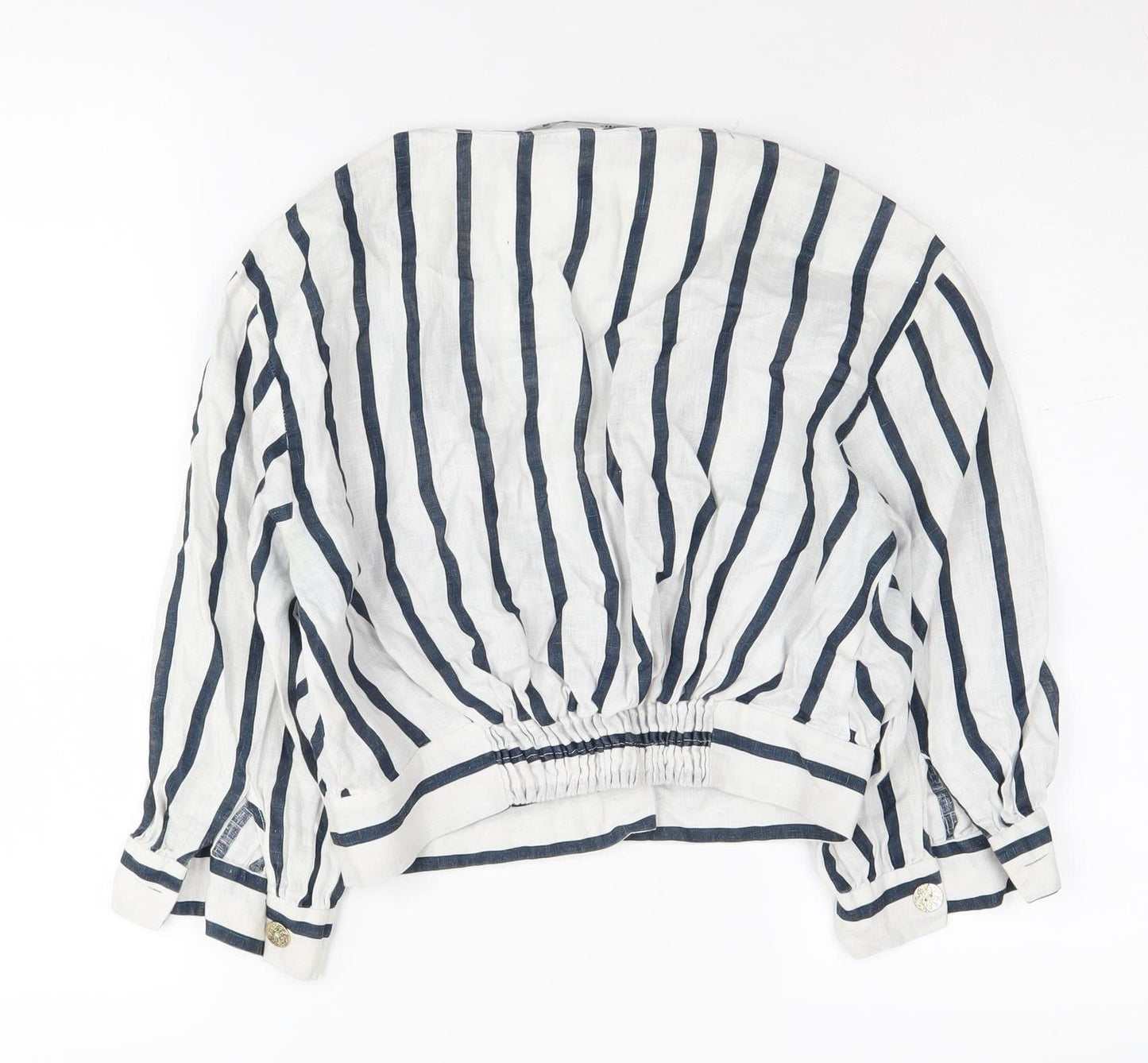 Zara Women's White Striped Wrap Blouse, UK S, Casual