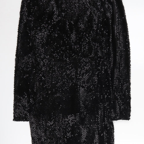 Mango Women's Black Sequin Bodycon Dress Size 12