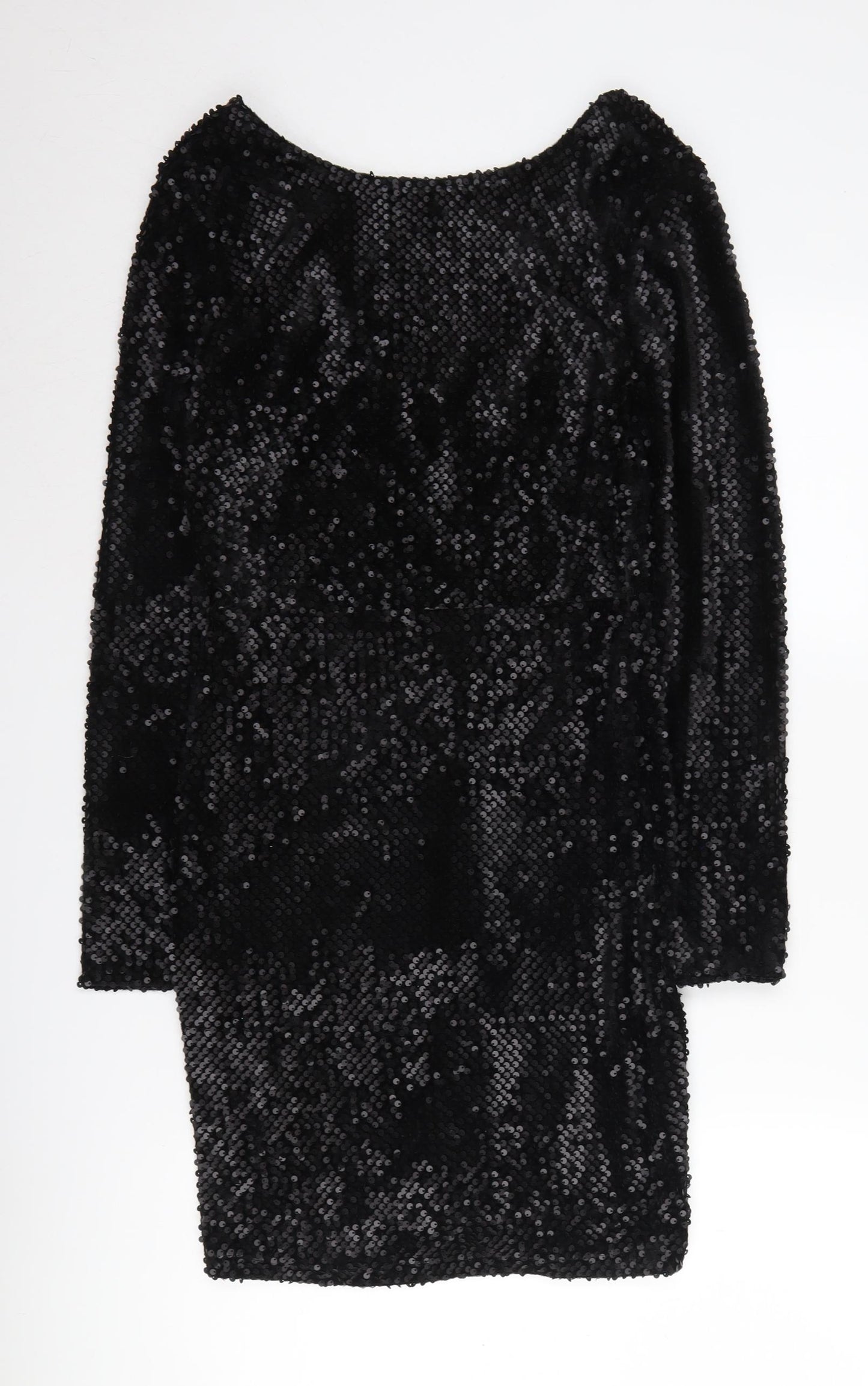 Mango Women's Black Sequin Bodycon Dress Size 12