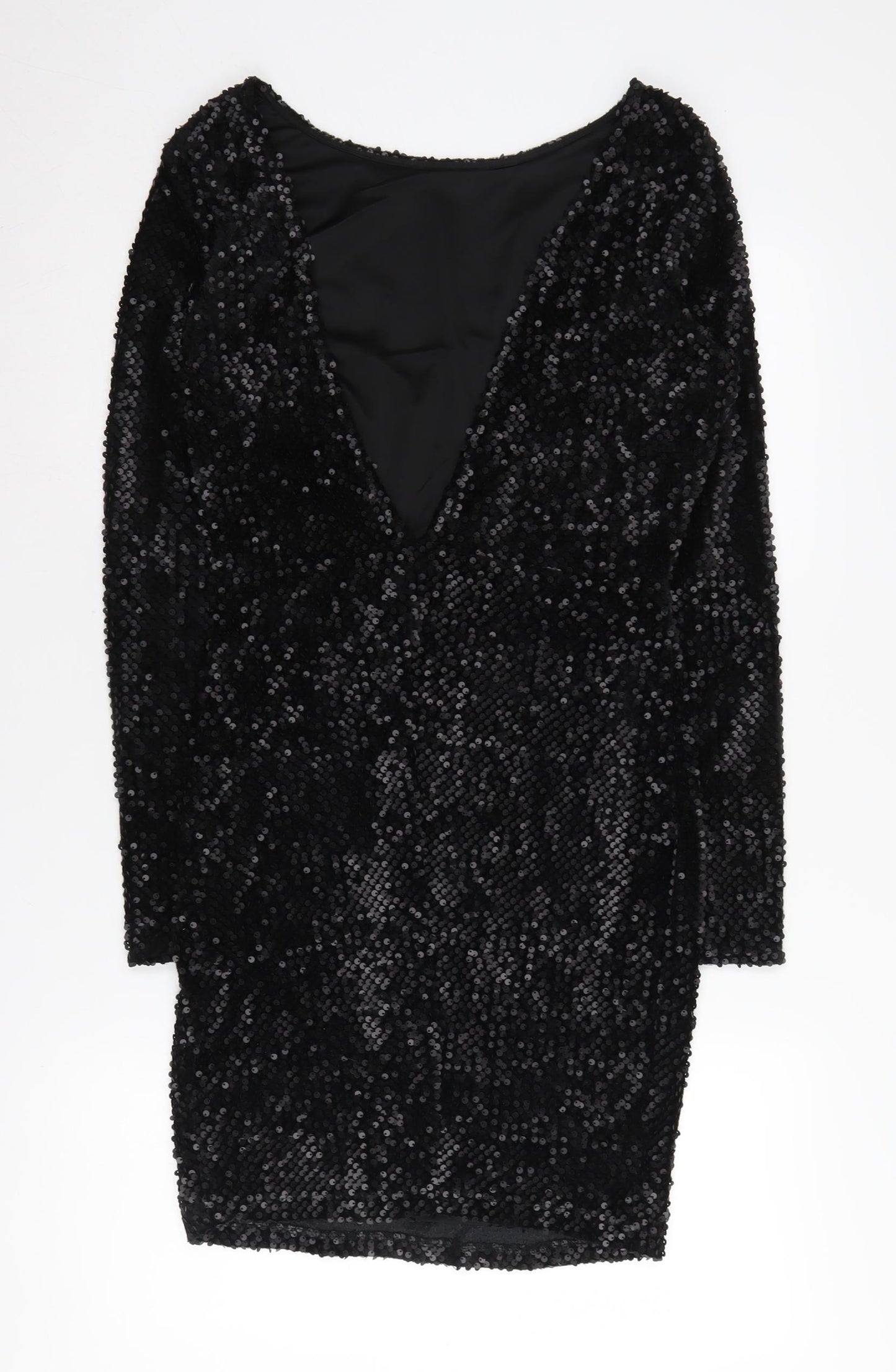 Mango Women's Black Sequin Bodycon Dress Size 12
