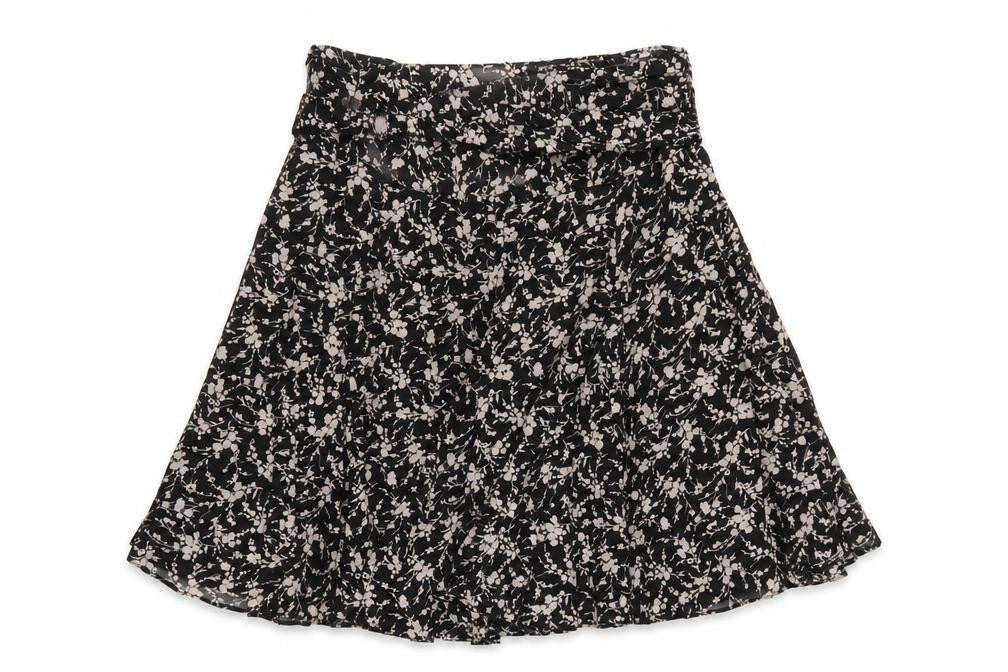Front view of Gap Women's Black Floral A-Line Skirt, size 8