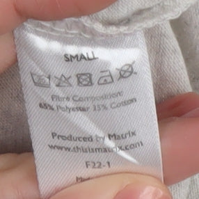 Qatar Airways Men Beige V-Neck Sports T-Shirt Size S