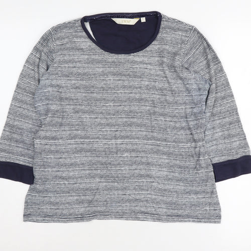 EWM Women's Blue Striped Jersey Top L