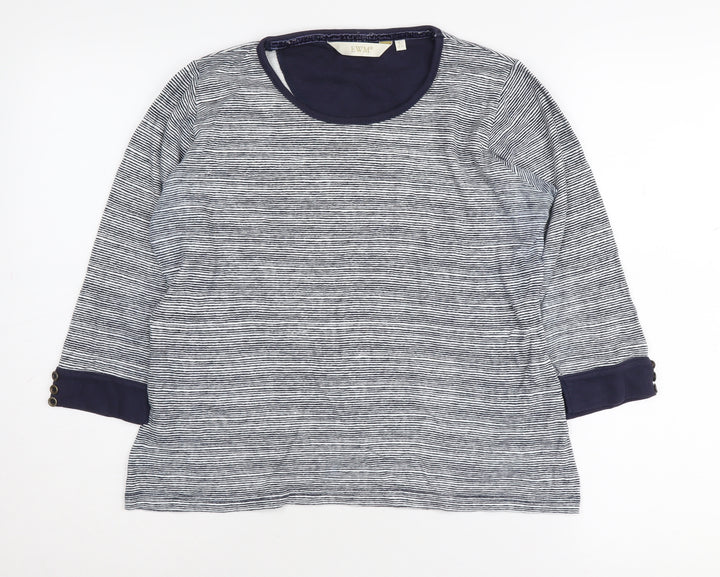 EWM Women's Blue Striped Jersey Top L