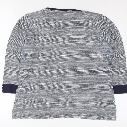 EWM Women's Blue Striped Jersey Top L