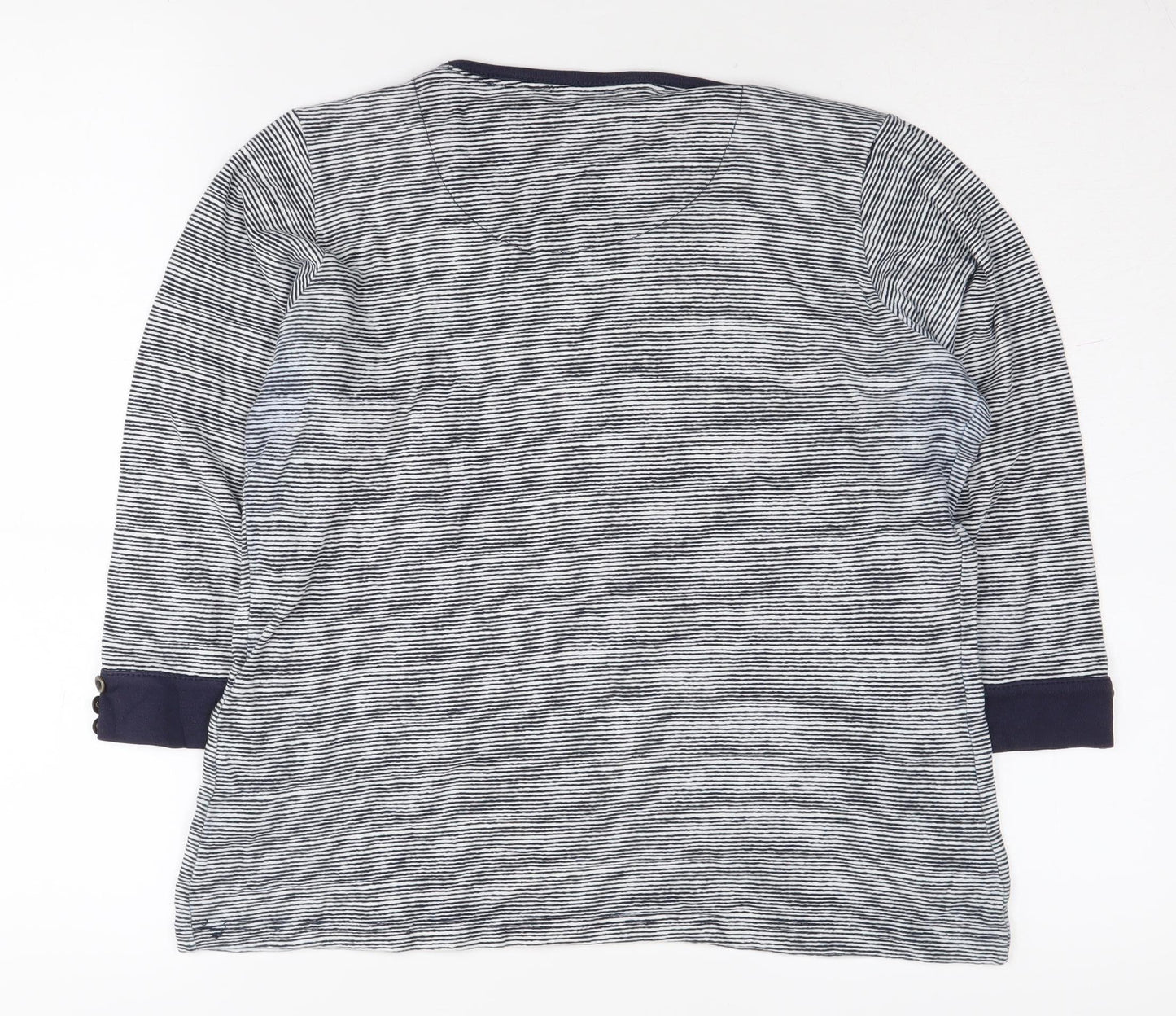 EWM Women's Blue Striped Jersey Top L