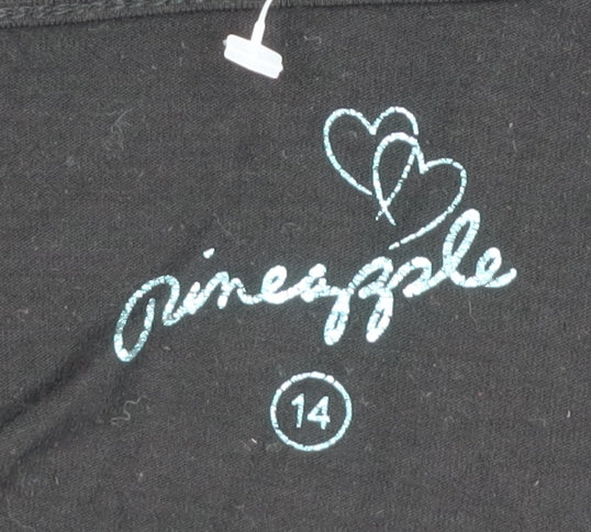Pineapple Women's Black Heart T-Shirt Size 14