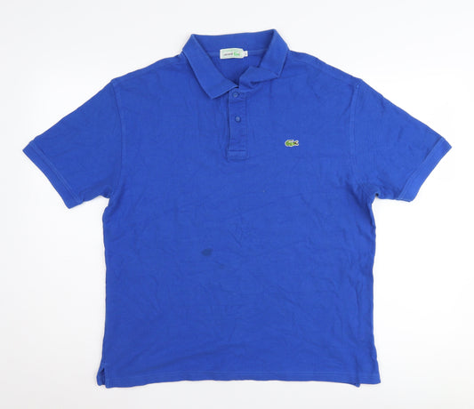 Lacoste Men's Blue Polo Shirt Medium, Solid Logo, Cotton