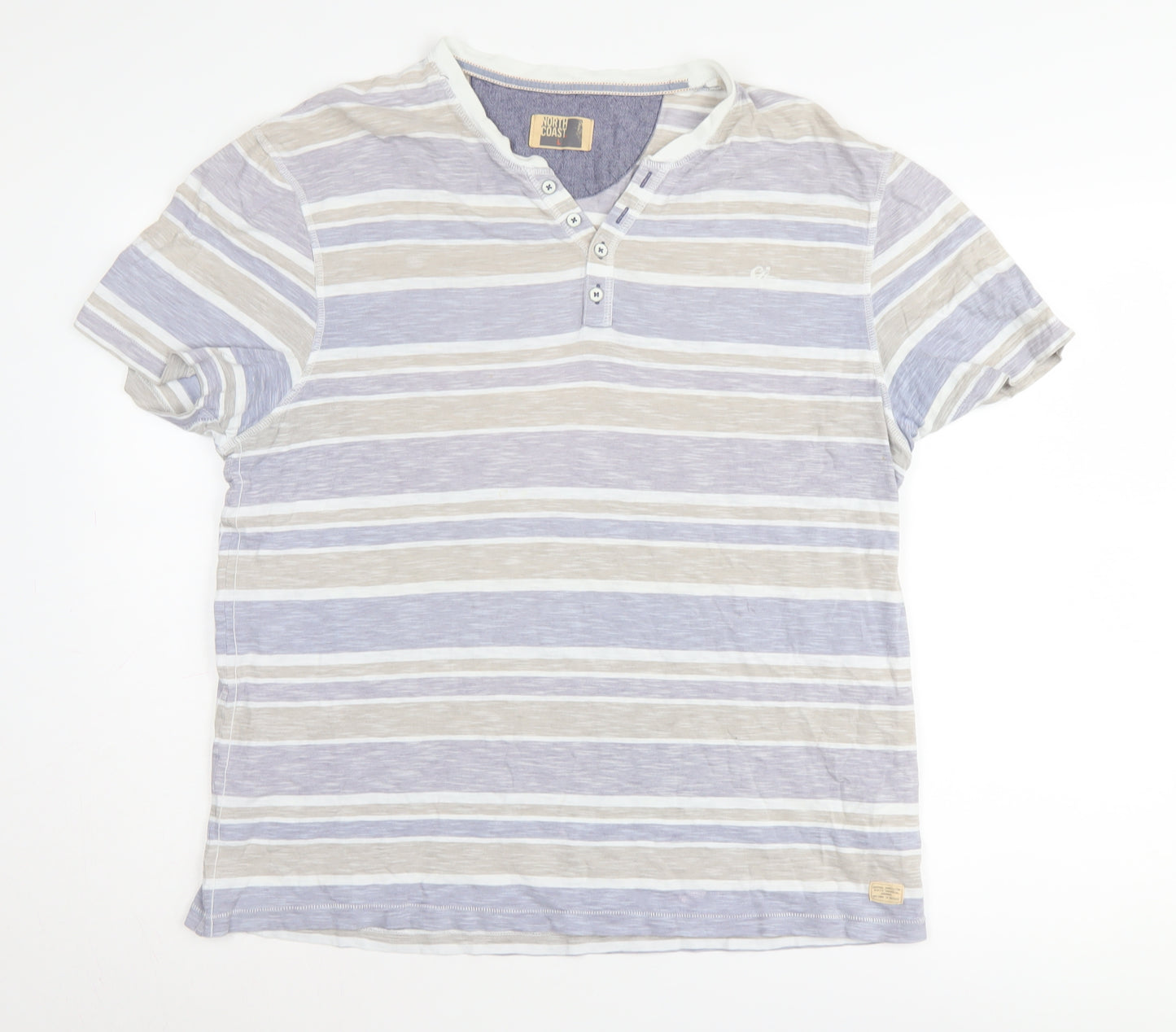 Marks and Spencer Men's Striped Henley T-Shirt L