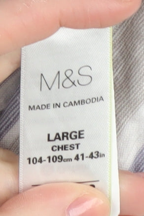 Marks and Spencer Men's Striped Henley T-Shirt L
