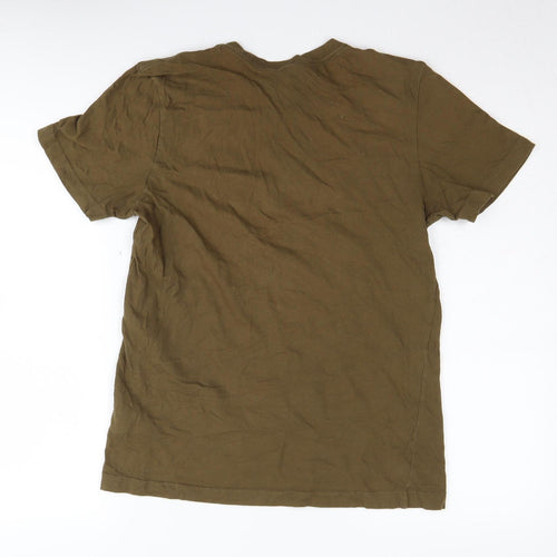 Adidas Men's Brown Logo T-Shirt, Size S, Cotton, Crew Neck