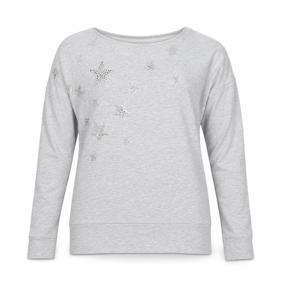 Front view of Principles Grey Women's Pullover Sweatshirt, size 8, Casual