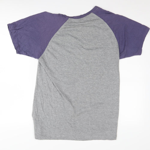 Point Men's Grey & Purple Graphic T-Shirt, Short Sleeve Size M