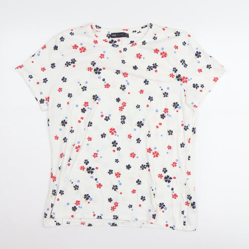 Marks and Spencer Women's White Floral T-Shirt, Size 16