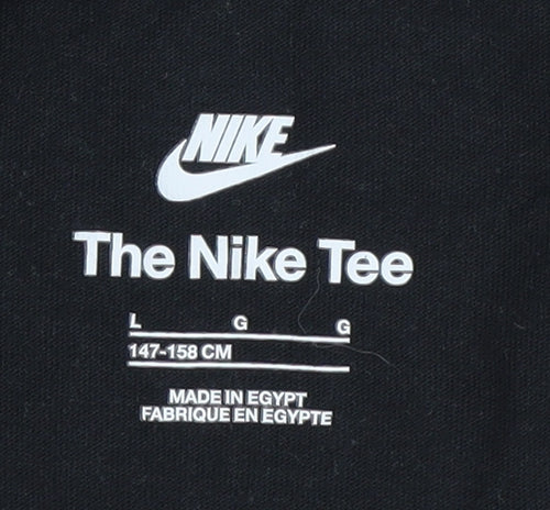 Nike Boys Black T-Shirt Large Casual Solid Logo