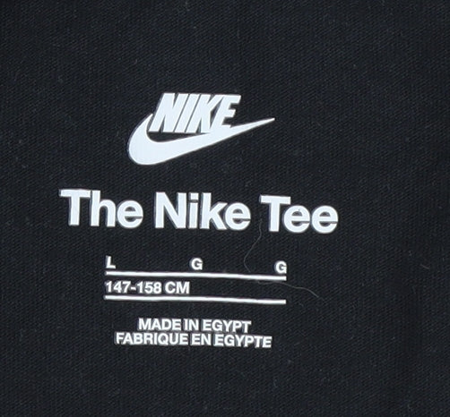 Nike Boys Black T-Shirt Large Casual Solid Logo