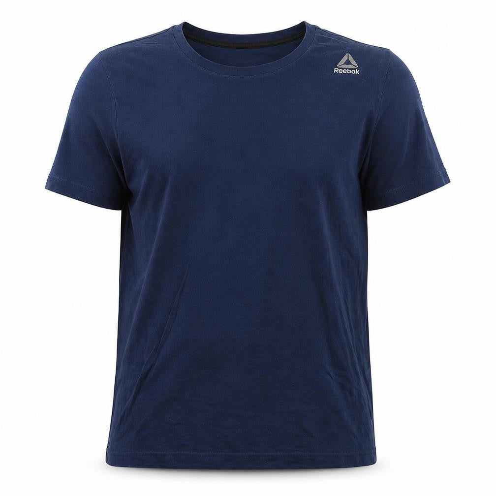 Front view of Reebok Men's Blue Medium Crew Neck T-Shirt