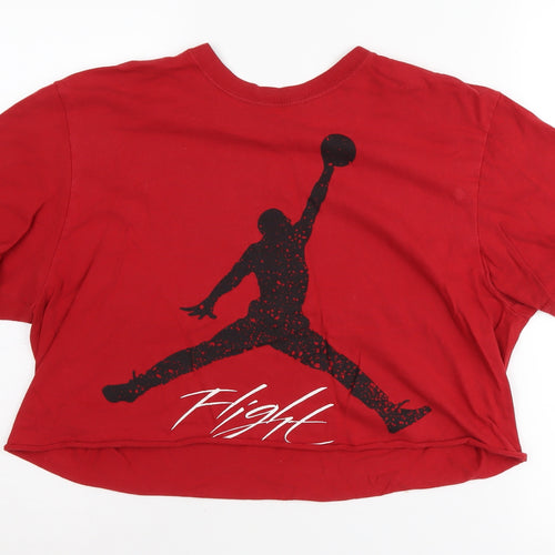 Jordan Flight Women's Red Cropped T-Shirt Crew Neck Size L