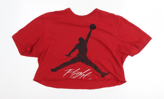 Jordan Flight Women's Red Cropped T-Shirt Crew Neck Size L