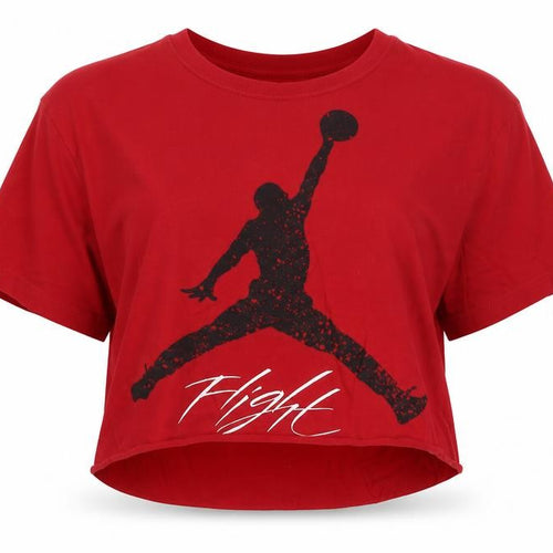 Jordan Flight Women's Red Cropped T-Shirt Crew Neck Size L