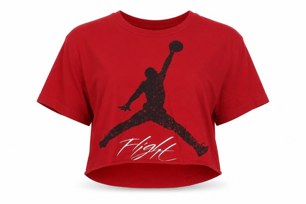 Jordan Flight Women's Red Cropped T-Shirt Crew Neck Size L