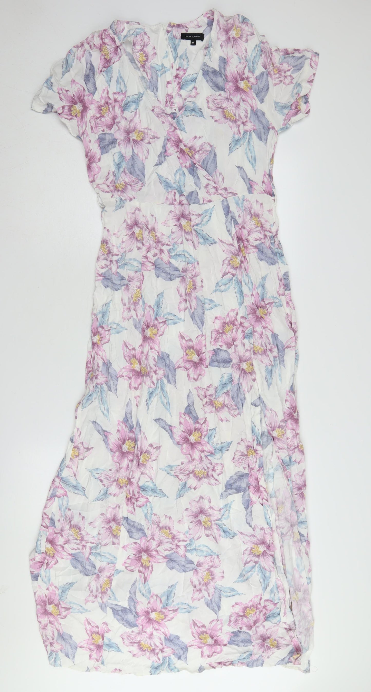 New Look Women's Multicoloured Floral Wrap Dress, Size 14