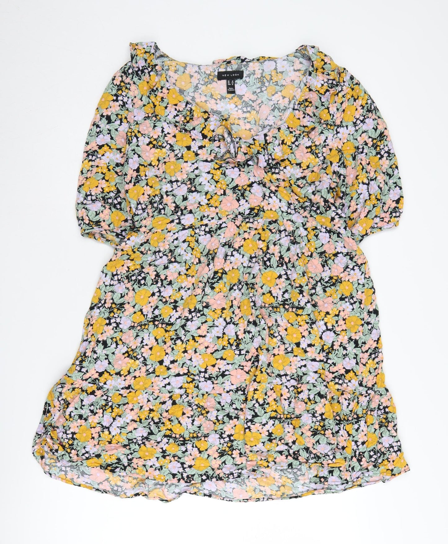 New Look Women's Floral A-Line Dress UK 16 Multicoloured