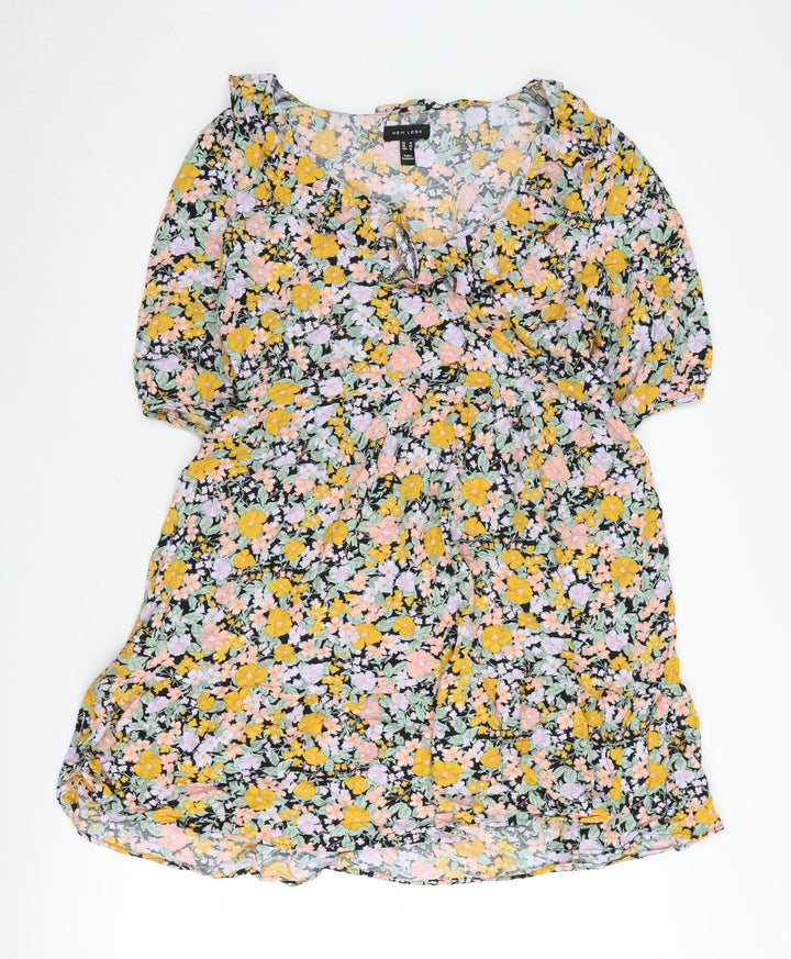 New Look Women's Floral A-Line Dress UK 16 Multicoloured