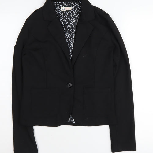 H&M Girls Black Blazer, 14Y, Lined Smart Casual Jacket