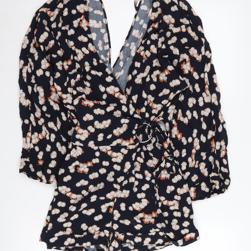 Zara Women's Multicoloured Floral V-Neck Playsuit Size 12