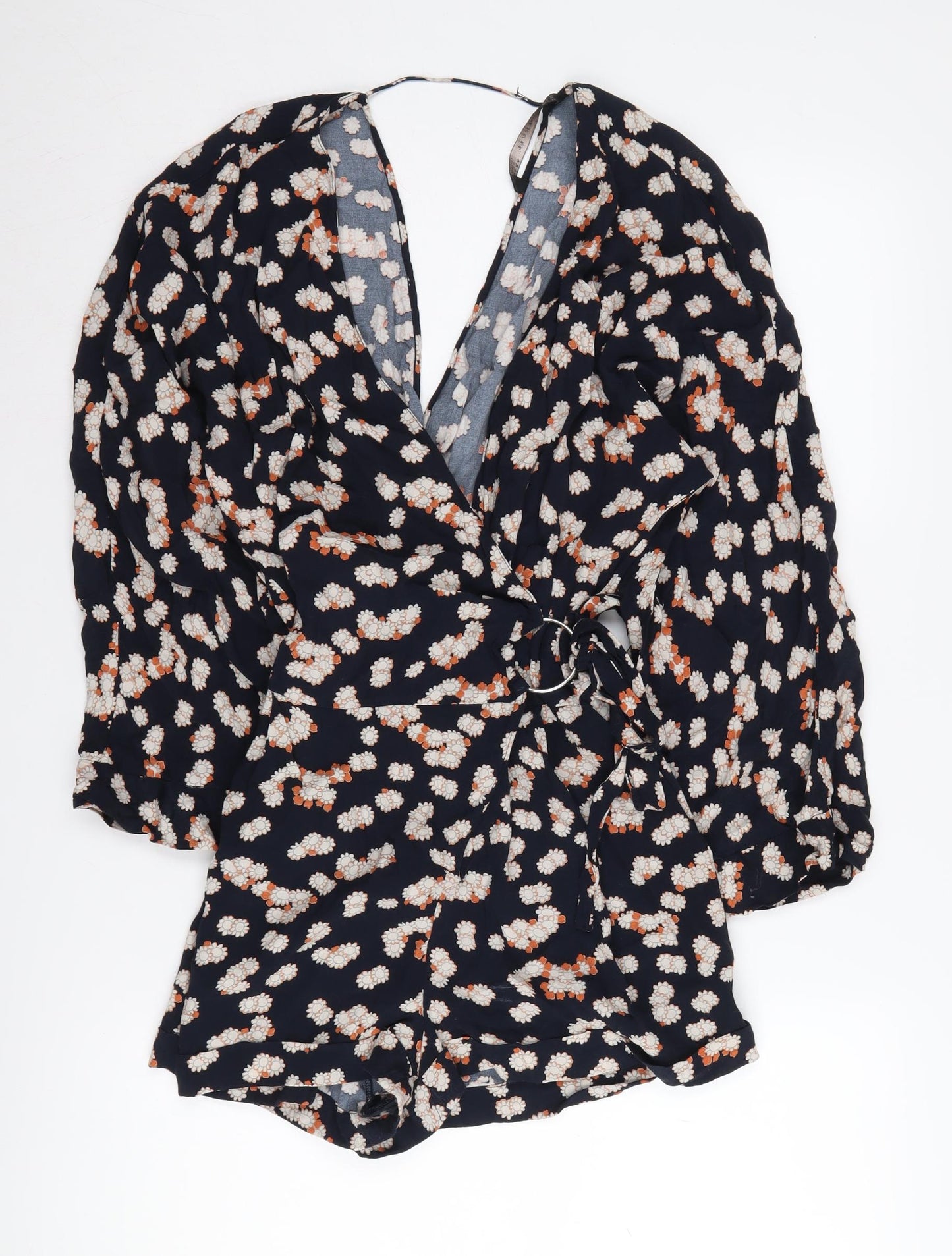 Zara Women's Multicoloured Floral V-Neck Playsuit Size 12