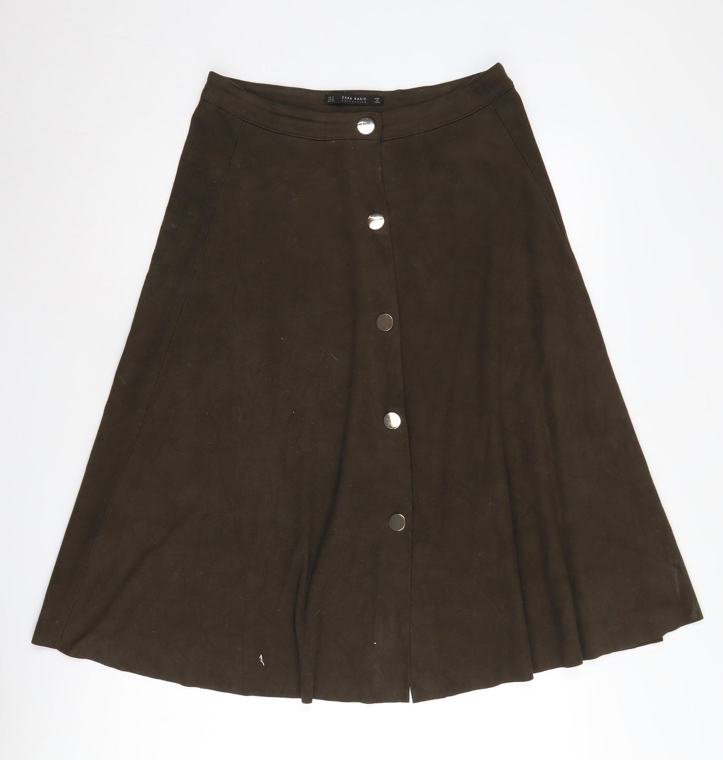 Zara Women's Brown A-Line Skirt M Button Casual