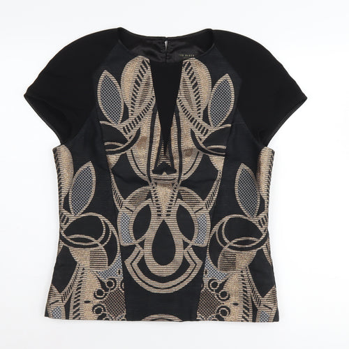 Ted Baker Women's Geometric Black Top L