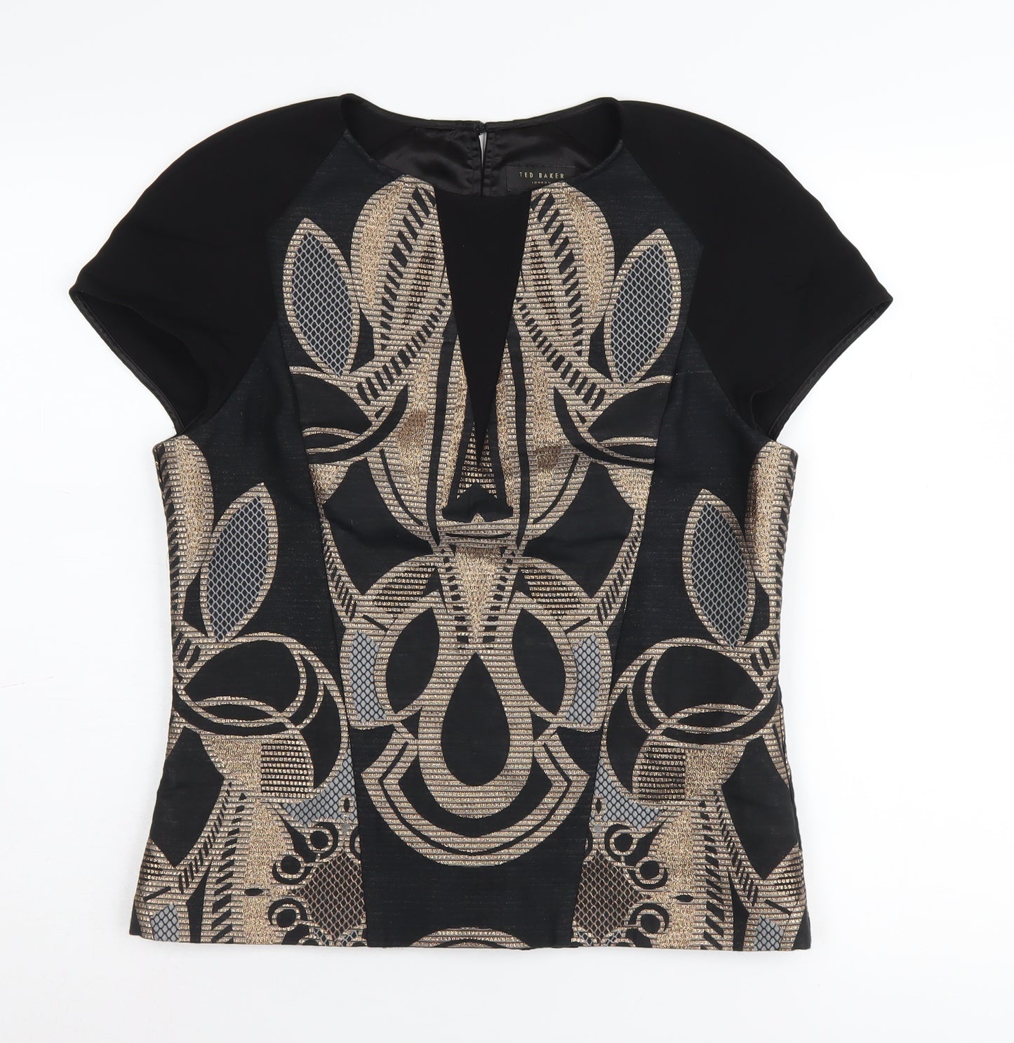 Ted Baker Women's Geometric Black Top L